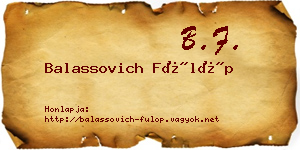 Balassovich Fülöp névjegykártya